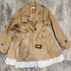 Waboats trench coat with lace trim. Size 130 (US 6/7)